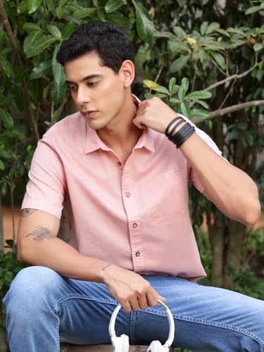 Image of Thomas Scott Men's | Solid | Half Sleeve | Regular Fit | Premium Irish Linen | Spread Collar | Casual Shirt