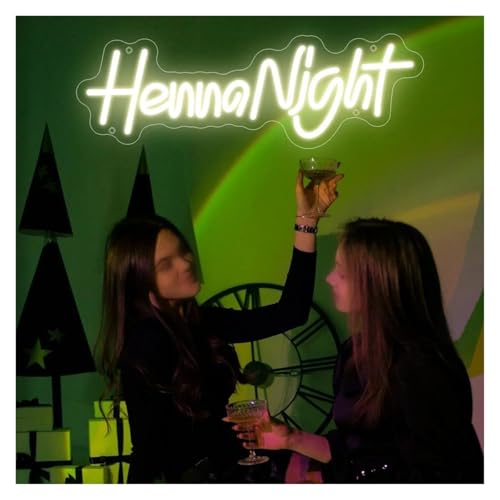 MINGYTN LED néon signe Henna Night LED Néon Enseignes Au Néon De Mariage Pour Chambre Décoration Murale Alphabet Signe Lampe Variable 13.2cm×40cm
