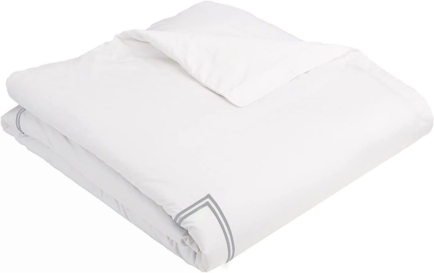 BedDecor Luxury 400-Thread-Count Egyptian Cotton Embroidered Pillow Shams Solid Pattern with Beautiful 2-Stripe Embroidery (Standard | Darkgrey)