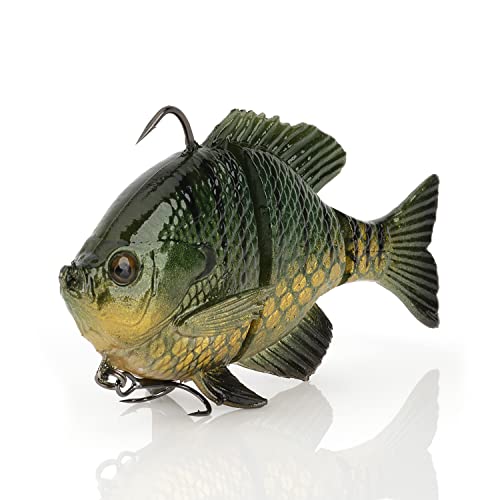 Savage Gear 3D Bluegill Fishing Bait, 3/4 oz, Light Gill, Realistic Contours & Movement, Durable Construction, Heavy-Duty Jig Fishing Hook, Built-in Rattle, Scent Infused