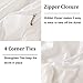 MOVE OVER White Duvet Cover Set Boho Duvet Cover Set Queen Size Solid White Pom Pom Fringe Trim Design 3 Pcs White Comforter Cover Set (Queen, White)