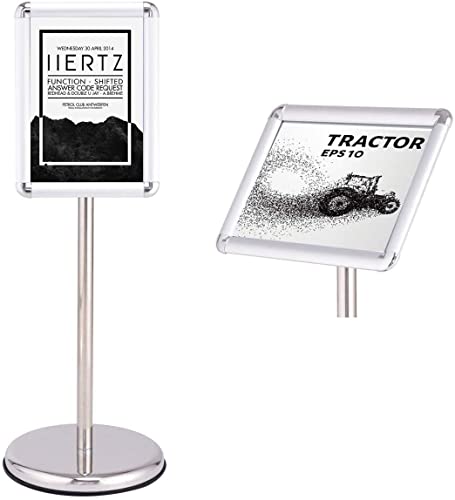 Wevalor Adjustable Pedestal Sign Stand, 8.5 X 11 Inch Floor Standing Poster Sign Holder With Round Corner, Vertical And Horizontal View Sign Displayed, Sliver #TOP3