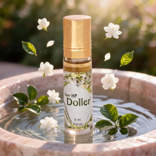 Image of HP Doller Attar Original Pure Long-Lasting Non-Alcoholic Roll-On Attar for Women, 8ml | Rich, Luxurious - Jasmine scent eau de parfum | Long-lasting Women's perfume | Perfect Signature Fragrance | Perfect for Gifting