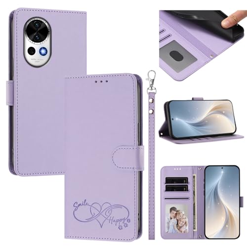 Jiajihua Cover Compatible with Huawei Nova 13 / Nova 12 Phone Case【Card Cash Slot Wallet Design Flip Kickstand Drop Protection】 Purple