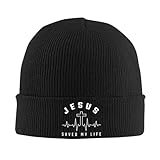 RYMHSKYBC Maßgeschneiderte Jesus hat Mein Leben gerettet Skullies Beanies Mützen Kühler Winter Warme Männer Frauen Strickmützen Erwachsene christlicher religiöser Glauben Mütze Mütze