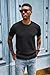 PJ PAUL JONES Black T Shirts for Men Crewneck Short Sleeve Shirts Textured Knit T-Shirts Casual Shirts