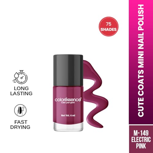 Image of Coloressence Cute Coats Long Lasting Nail Paint | Chip Resistant | Quick Dry | One Swipe Application | Toxin Free|Electric Pink-6ml