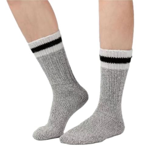 DCEHGEW 2 Pack Men's Fashion Luxury Winter Soft Comfort Thicken Warm Wool Crew Socks for Outdoor Sports Hiking Cycling-Black-Men 39-45(US Size 6-11)