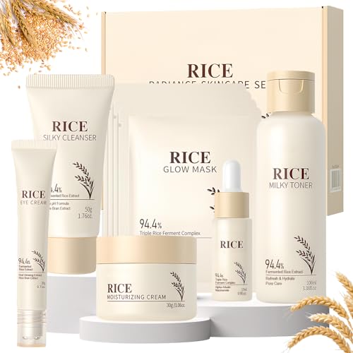 9 Piezas Rice Skincare Kit, Skincare Coreano Kit, Rice Cuidado Facial Mujer