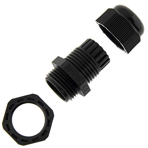 Seki 10 x Kabelverschraubung M20 7-12mm, wasserdichte IP67 metrische Kabelverschraubung, schwarz (RAL9005), passend für PG11