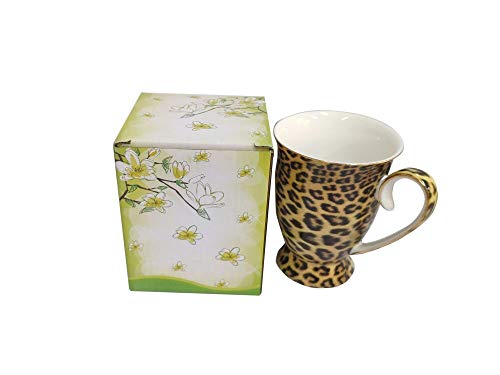 YBK Tech Tasse aus feinem Porzellan, Teetasse für Zuhause, Küche, Büro, Leopardenmuster