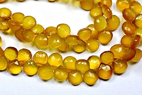 Perles briolette cœur calcédoine jaune 11-12mm LKBEADS pour création collier et bracelet