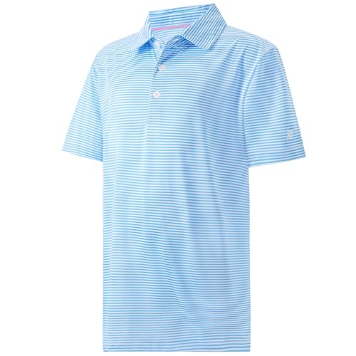 Image of Boys Polo Shirts Short Sleeve Striped Performance Moisture Wicking Dry Fit Golf Shirts for Boys Youth Kids