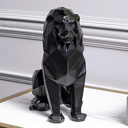 Image of Artarium Geometric Sitting Lion Decorative Showpiece for Home Decor Office Decor Animal Figurines Gifts Antique Design (Sitting Lion Black 7.67 Inch)