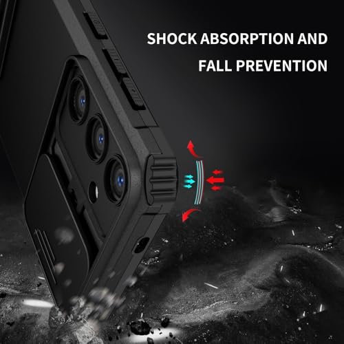 Image of Back Cover Case for Samsung Galaxy S24 Plus 5G | Sliding Camera Shield | Stereoscopic Stand | 360 Protection Mobile Cover for Samsung Galaxy S 24 Plus / S24 Plus 5G | PC, Black Back Cover