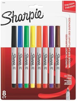 Sharpie 37600PP Permanent Markers, Ultra Fine Point, Classic Colors, 8 Count