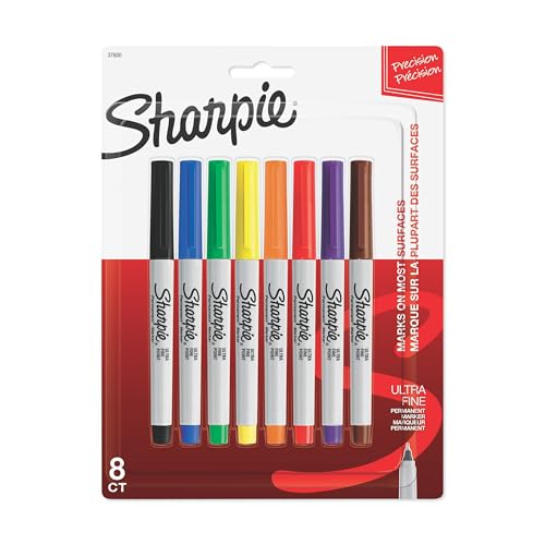 Sharpie 37600PP Permanent Markers, Ultra Fine Point, Classic Colors, 8 Count