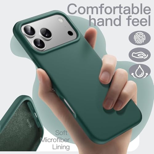 Image of Silicone Case for iPhone 17 Pro Max 6.9-Inch, Silky-Soft Touch Full-Body Protective Phone Case, Shockproof Back Cover for iPhone 17 Pro Max (Pine Green)