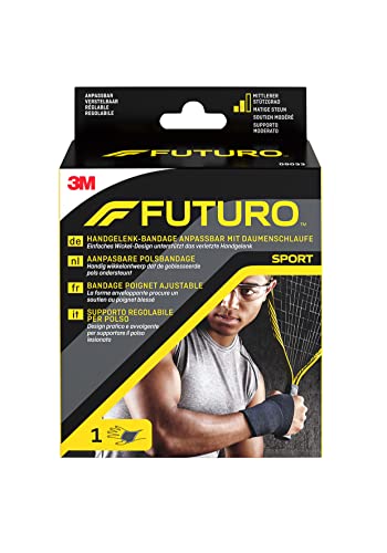 FUTURO Handgelenk-Bandage anpassbar mit Daumenschlaufe 09033, Verstellbar SPORT (11.4 - 24.1 cm)