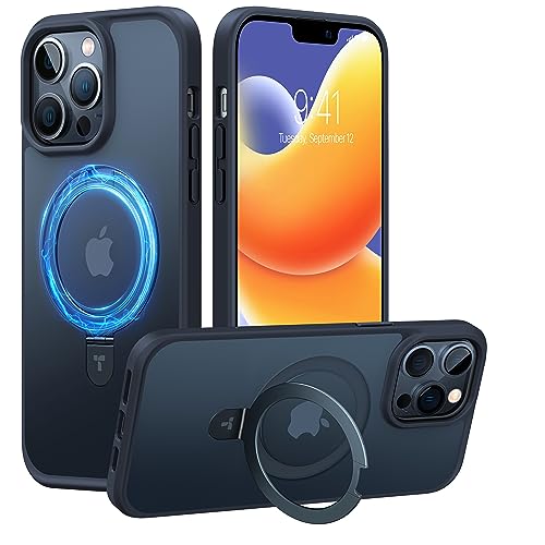 TORRAS Magnetic Shockproof for iPhone 13 Pro Case 6.1 inch, [Compatible with MagSafe] with Stand, [MIL-Grade Drop Protection] Translucent Back Protective Yet Slim iPhone 13 Pro Phone Case 20