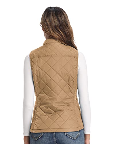 Longking Camel Women's Outwear Vest, Stand Collar Lightweight Zip Quilted Vest For Women L #TOP4