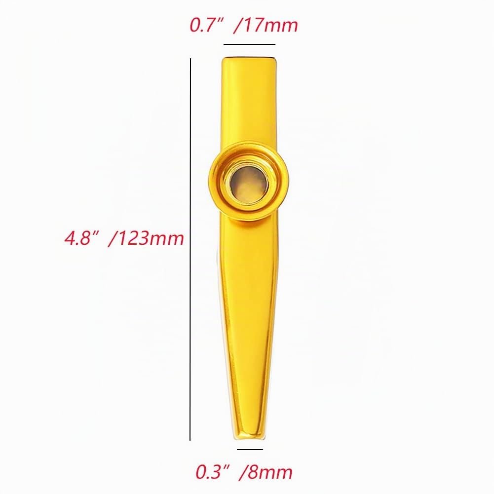 Alnicov Kazoo en métal, alliage d'aluminium Kazoo avec 5 membranes de flûte Kazoo et une belle boîte pour instruments de musique ukulélé guitare partenaire (argent)