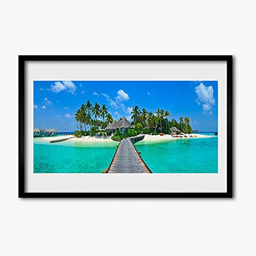 Image photo tropical palm beach avec cadre en MDF 60x40 cm de haute qualité