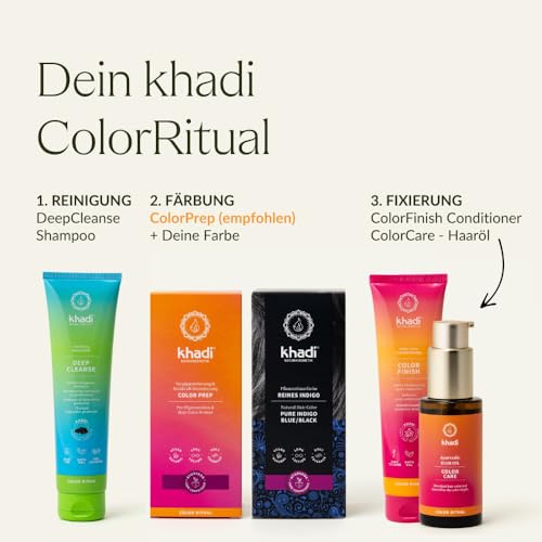 Foto von khadi REINES INDIGO Pflanzenhaarfarbe - Lässt Dein Haar in einem geheimnisvoll tiefen Blauschwarz erstrahlen - 100% pflanzlich & natürlich - 100g