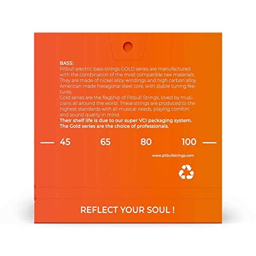 Pitbull Bass Guitar Strings Gold Series 4 String Set(45-100 Light) #TOP3