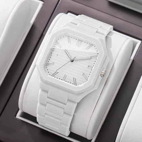Image of Shocknshop Minimalist Creative Square Analog Casual Plastic Chain Strap Wrist Watch for Men Boys -WCH382