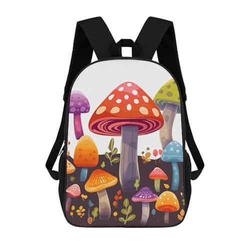 Colorful Mushroom Backpack for Men Women, Heavy Duty Backpack Large Capacity, Durable Lightweight Travel Daypack