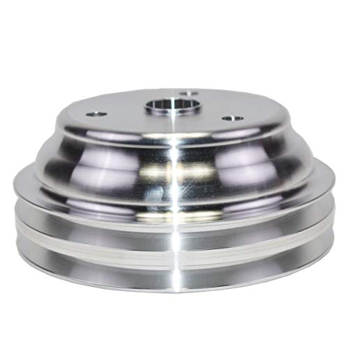A-Team Performance - Double-Groove Aluminum Crankshaft Long Water Pump Pulley - Compatible With Small Block Chevrolet 262 302 400 #TOP6