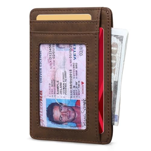Image of RUNBOX Slim Minimalist Front Pocket RFID Blocking Leather Wallets for Men and Women Card Holder Wallets Gifts for men