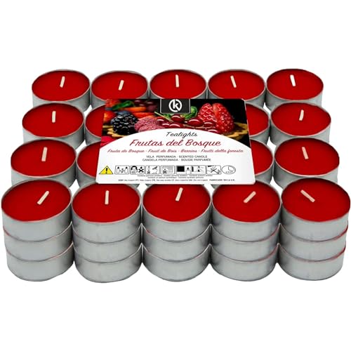 KROWN - Velas de Té Perfumadas, Velas Decorativas Aromáticas (Frutos Rojos, 20 Velas)