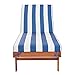 SAFAVIEH Outdoor Collection Newport Natural/ Blue & White Stripe Cushion Built-in Side Table Adjustable Chaise Lounge Chair