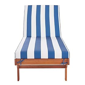 SAFAVIEH Outdoor Collection Newport Natural/ Blue & White Stripe Cushion Built-in Side Table Adjustable Chaise Lounge… 41e71aBkhsL. SS280