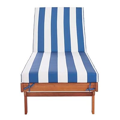 SAFAVIEH Outdoor Collection Newport Natural/ Blue & White Stripe Cushion Built-in Side Table Adjustable Chaise Lounge… 41e71aBkhsL. SS400