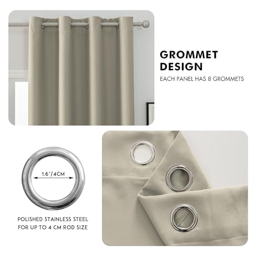 Ystyle Gardinen 2er Set, Thermovorhang Kälteschutz, Outdoor Vorhang Wetterfest Mit Ösen, Verdunkelungsvorhang, Vorhänge Blickdicht, Curtains Wohnzimmer, Thermovorhang Hitzeschutz, Beige