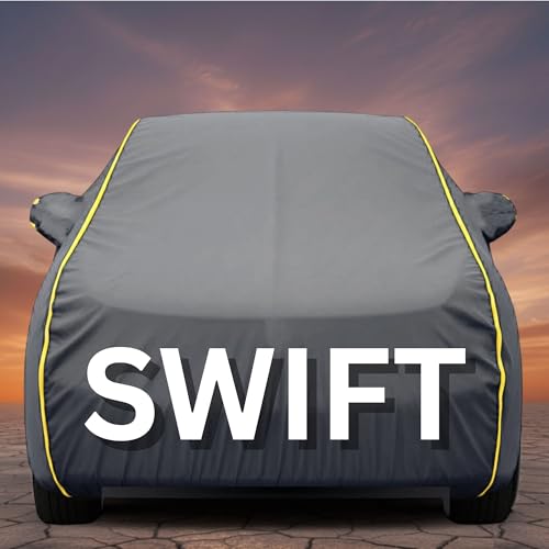 Image of Premium Grey Series 100% Waterproof Car Body Cover for Swift Cover (All Models) with Mirror Pockets | Triple Stitched, Elastic, Custom Fit, Heat Resistant, Anti-Dust, All-Weather Cover