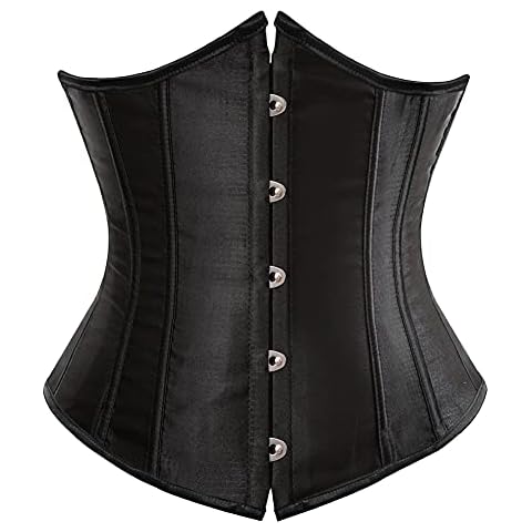 Grebrafan Women's Lace up Boned Brocade Waist Training Underbust Corsets Plus Size (UK(10-12) L, Black) Cover