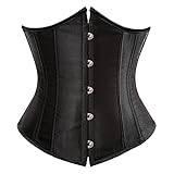 Grebrafan Damen Unterbrust Corsage Satin Shaper Korsett Grosse Grösse (EUR(36-38) L, Schwarz)