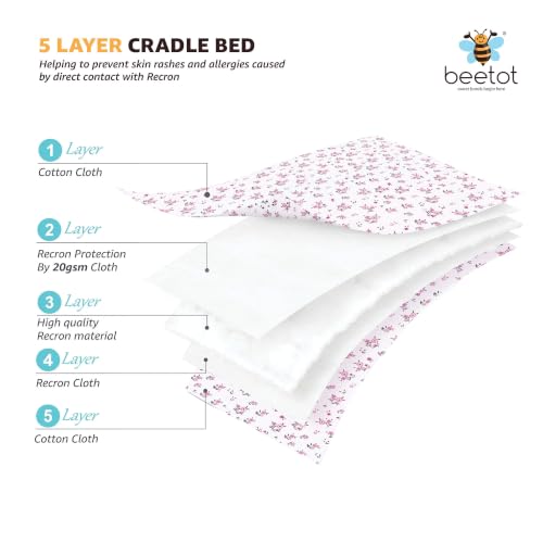 Image of Premium Swing Cradle Set | Cradle Cloth, Padded Bed, Mosquito Net, Heavy-Duty Spring & Triangle Hanger | Up to 15 kg | Floral Pink