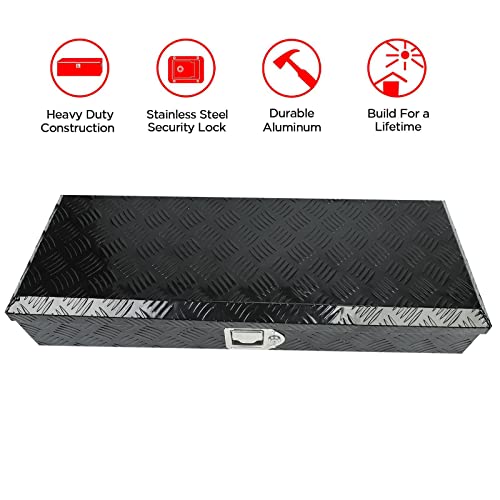 Tyfyb 34.5X12.75X6.4 Inch Black Aluminum Heavy Duty Pick-Up Truck Bed 5 Bar Tread Tool Box Trailer Storage Tool Box Rv Storage Organizer,Underbed Tools Organizer With Lock & Keys (34.5"X12.75"X6.4") #TOP2