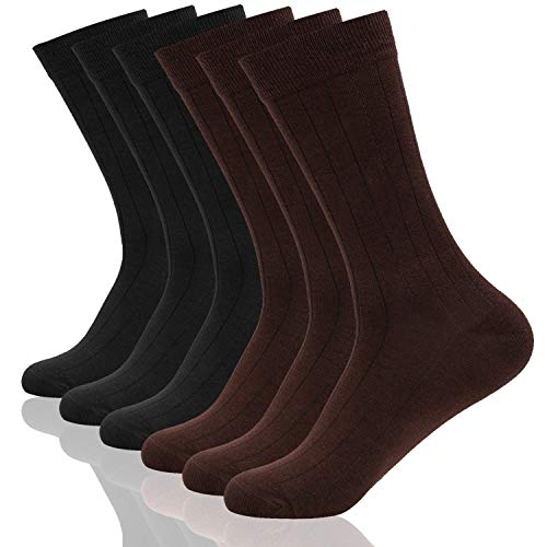 Wemk herensokken, 6 paar katoenen sokken, ademend, klassiek pak, voor winkel, vrije tijd, sport, zwart, bruin
