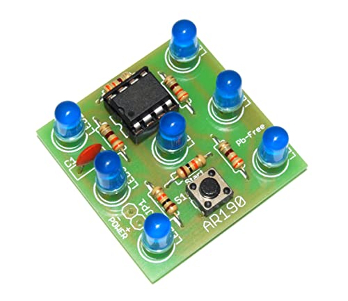 ArliKits AR190/B Elektronischer Würfel mit 7 blauen blinkenden Leuchtdioden Riesenspaß elektrischer Würfelersatz einfacher Löt-Bausatz