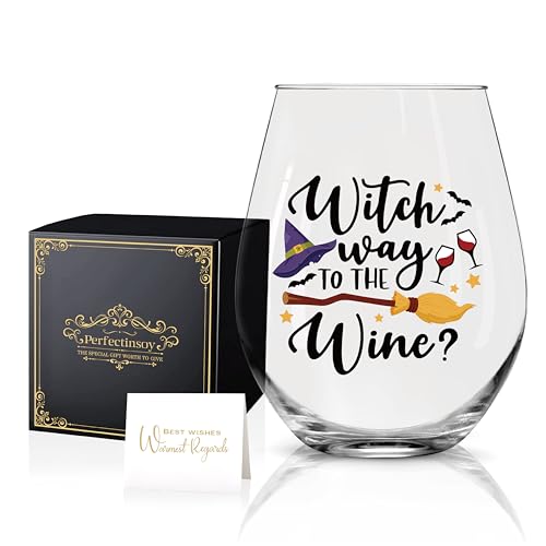 Perfectinsoy Witches Way To The Way Halloween Funny Wine Glass for Women