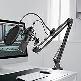 FIFINE USB Professionnel Microphone Kit de Streaming, Micro de Studio à condensateur avec Support de Bras et Filtre Anti-Pop, pour Enregistrement Vocal - K780