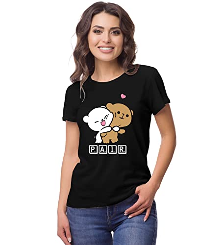 Image of Hangout Hub HH81 Men & Women T shirts |Round Neck T-Shirt| Regular Fit | Half Sleeves | Cotton | Couple Tshirts for Couple |Pack of 2|Couple T-Shirts