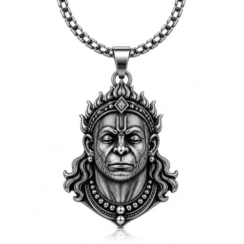 Image of THE MEN THING - Sanatan Divine Symbols Oxidised Pendant Necklace with 24inch Round Box Chain for Men & Boys