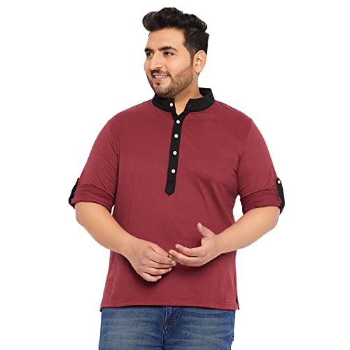 Image of Bigbanana Plus Size Men's Regular Fit Solid Henley Tshirt